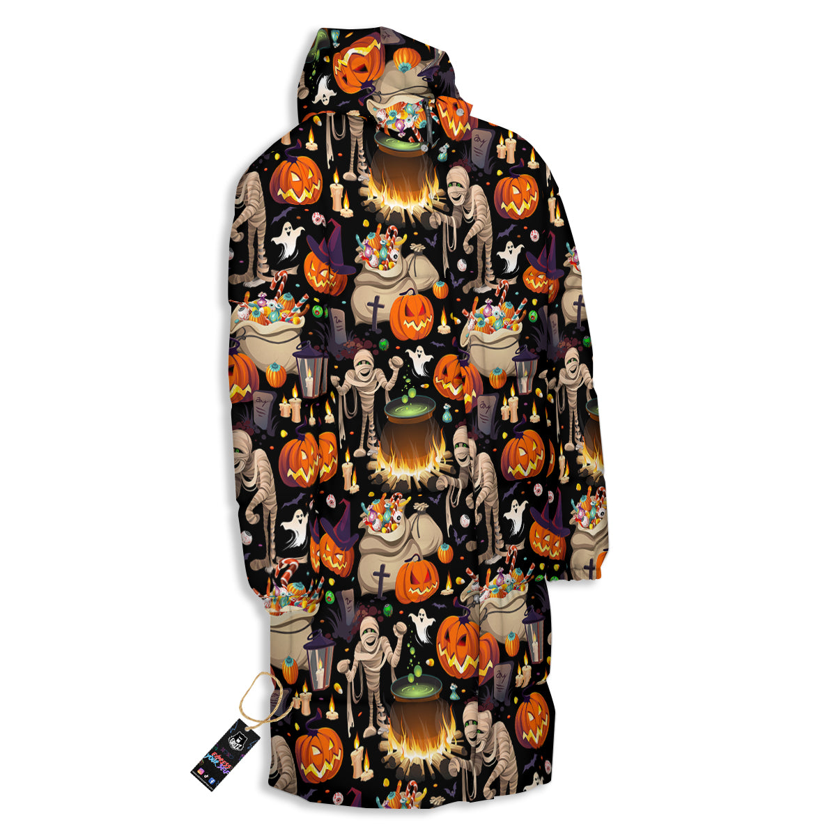 Mummy And Pumpkins Halloween Print Pattern Long Down Jacket