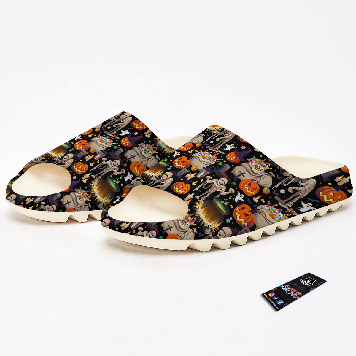 Mummy And Pumpkins Halloween Print Pattern Sandals-grizzshop