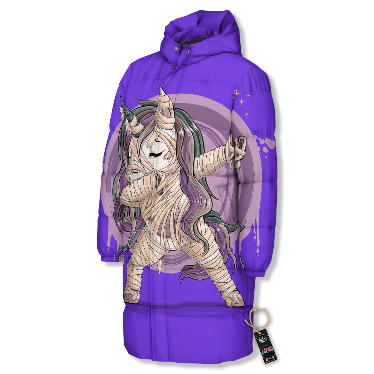 Mummy Unicorn Dap Print Long Down Jacket