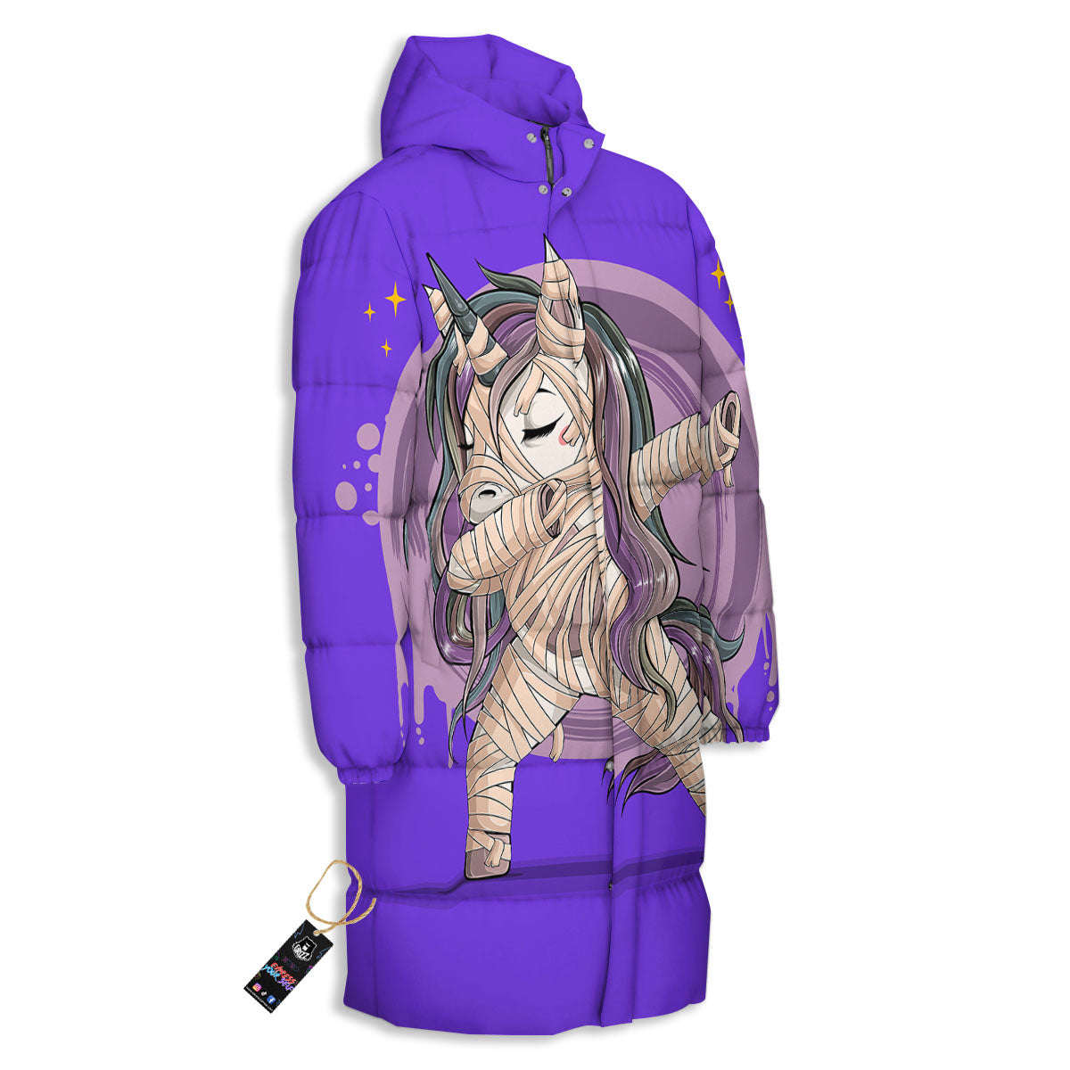 Mummy Unicorn Dap Print Long Down Jacket