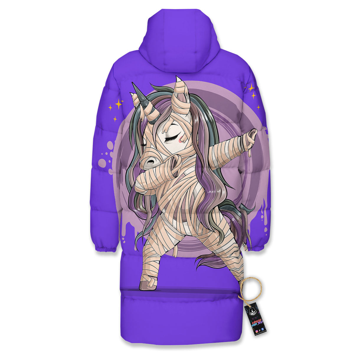 Mummy Unicorn Dap Print Long Down Jacket