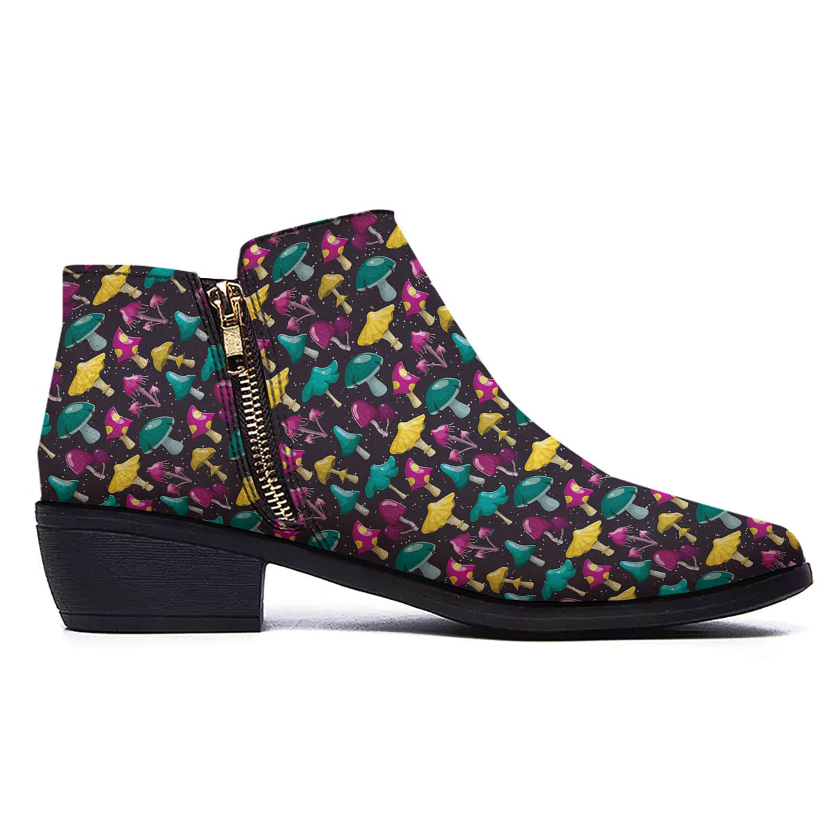 Mushroom Cartoon Print Pattern Ankle Boots-grizzshop
