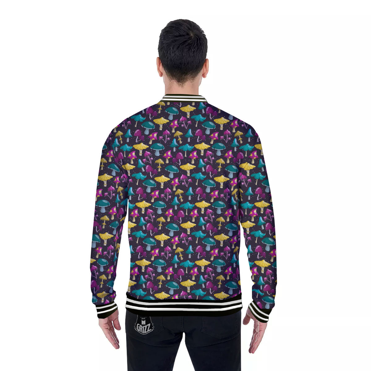 Mushroom Cartoon Print Pattern Baseball Jacket-grizzshop