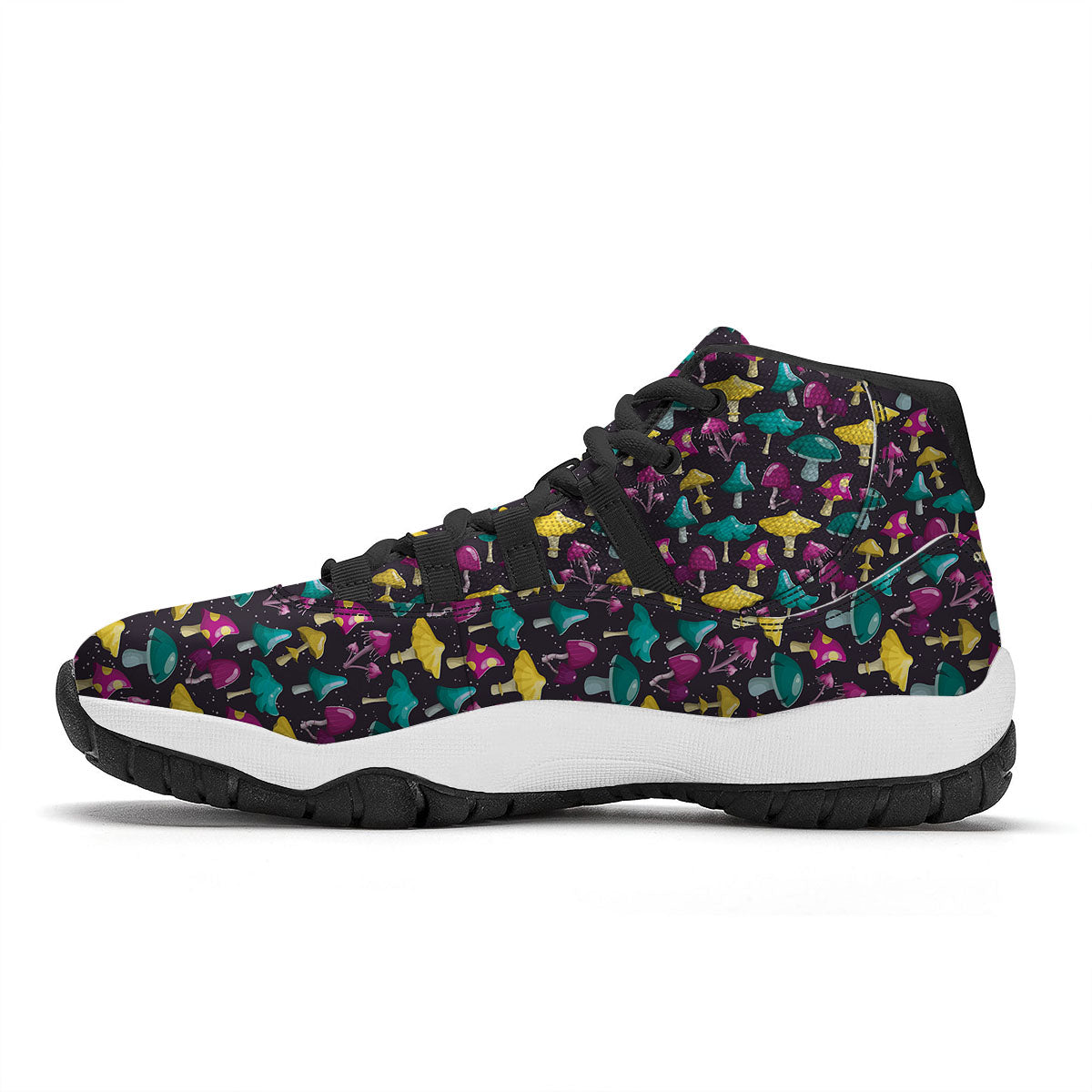 Mushroom Cartoon Print Pattern Black Bball Shoes-grizzshop