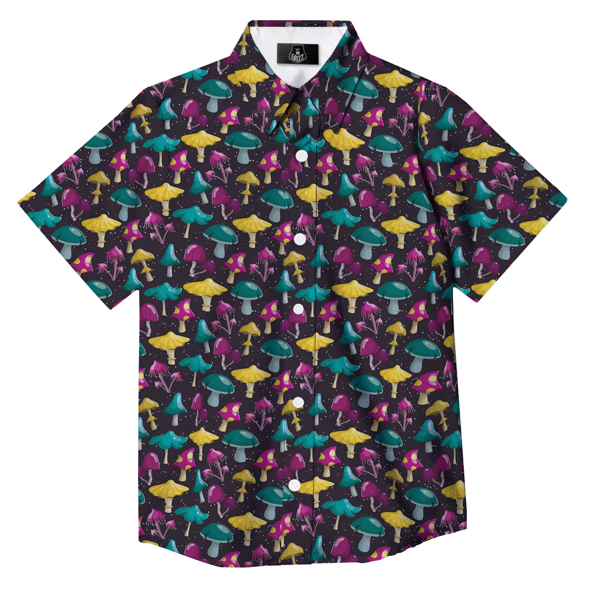 Mushroom Cartoon Print Pattern Button Up Shirt-grizzshop