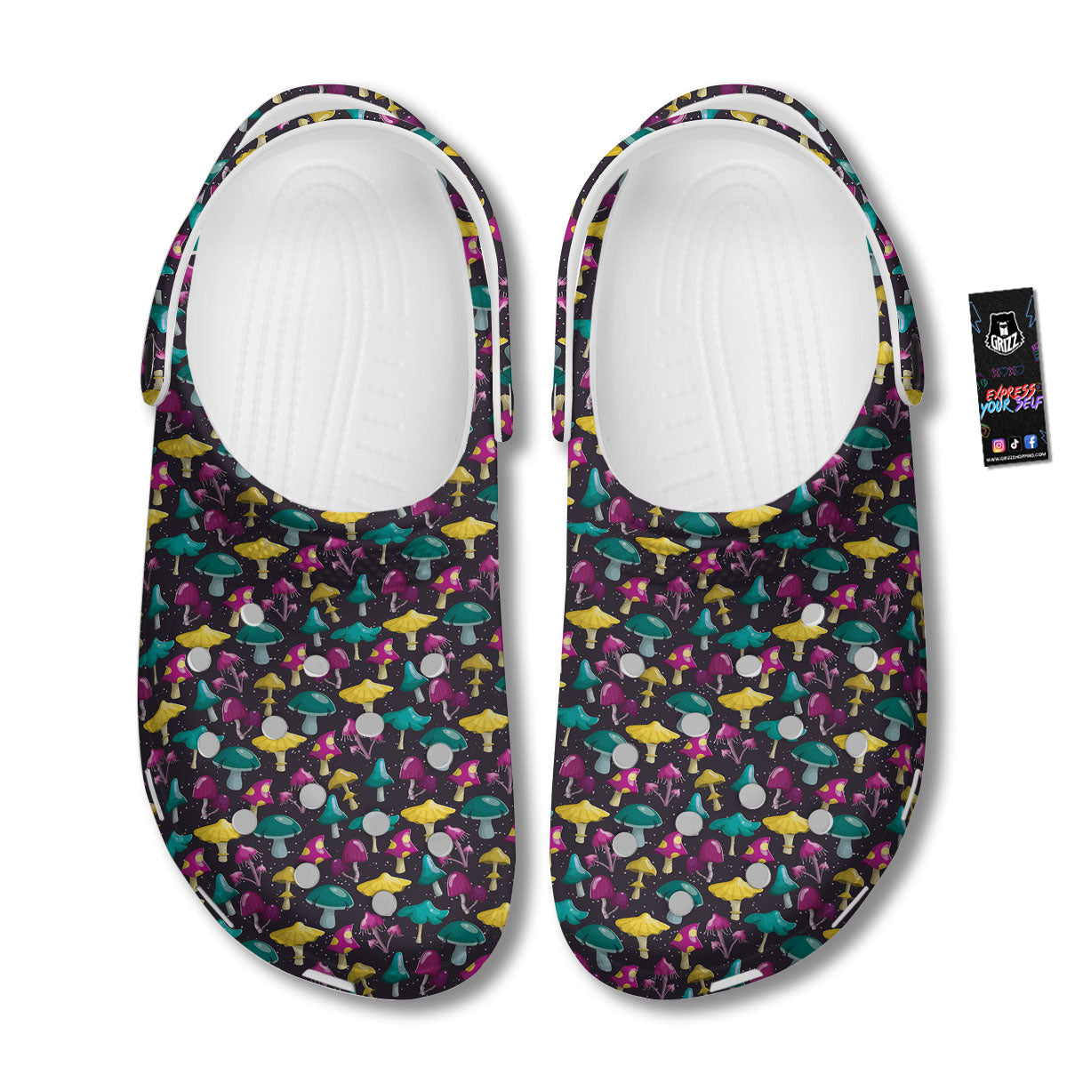 Mushroom Cartoon Print Pattern Clog-grizzshop