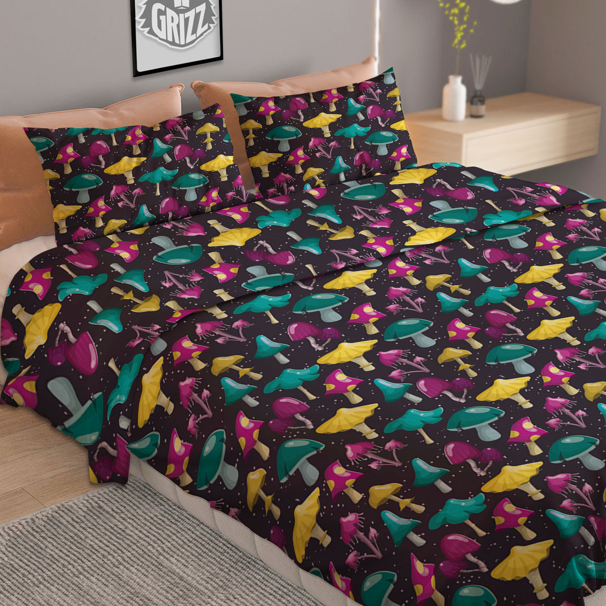 Mask Geometric Samurai Print Duvet Cover Bedding Set