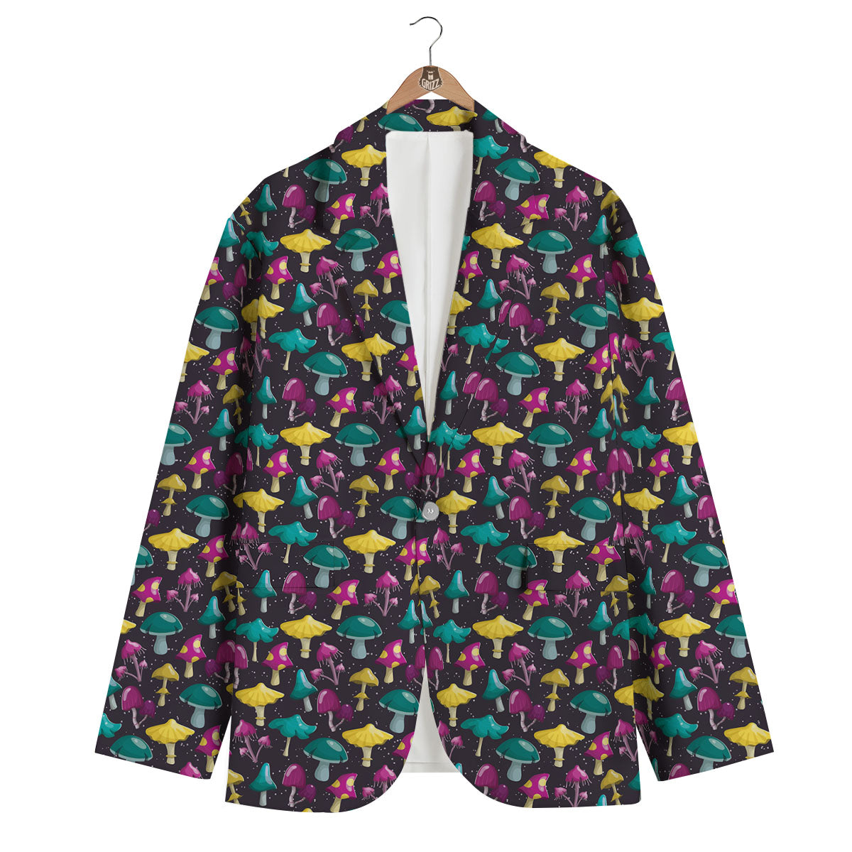 Mushroom Cartoon Print Pattern Men's Blazer-grizzshop