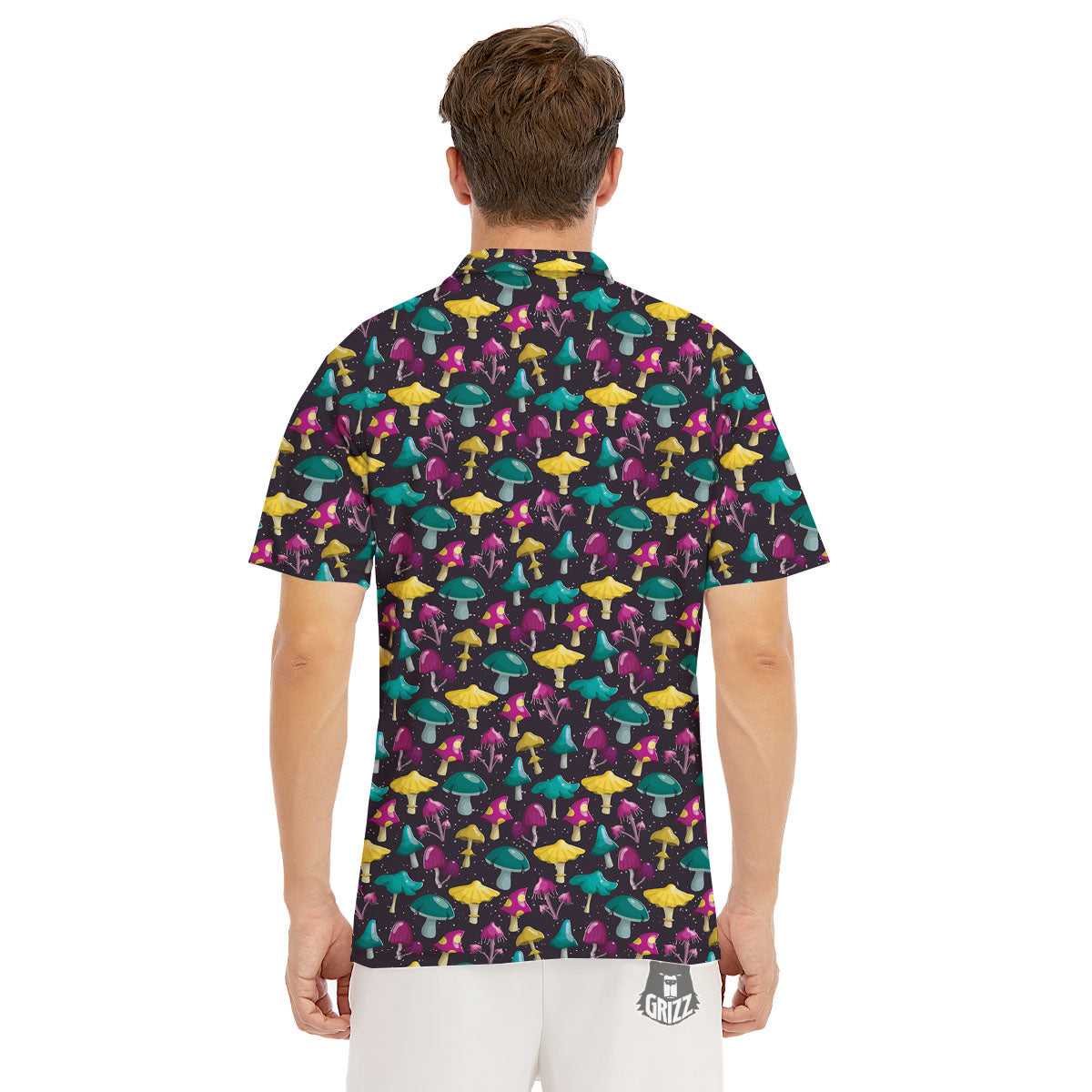 Mushroom Cartoon Print Pattern Men's Golf Shirts-grizzshop