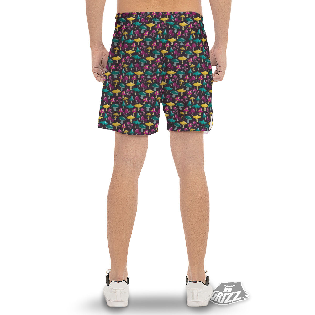 Mushroom Cartoon Print Pattern Men's Gym Shorts-grizzshop