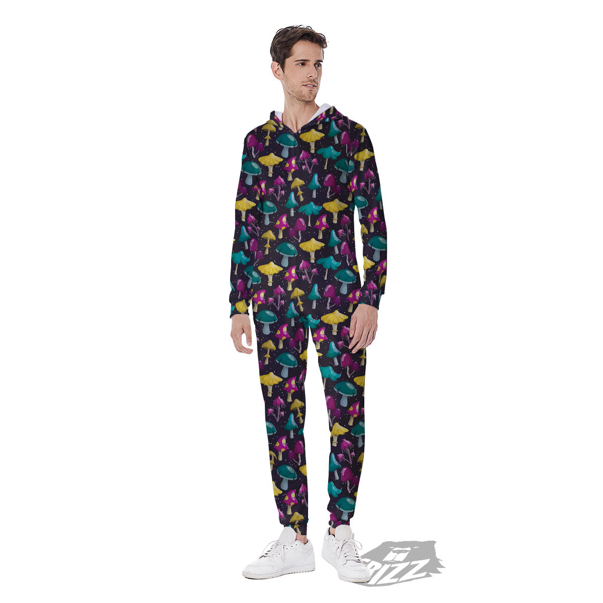 Mushroom Cartoon Print Pattern Men's Jumpsuit-grizzshop