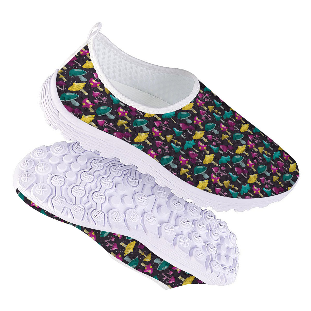 Mushroom Cartoon Print Pattern Nurse Shoes-grizzshop