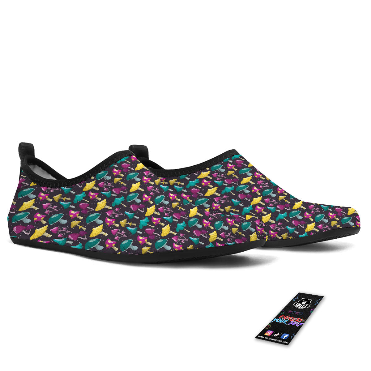 Mushroom Cartoon Print Pattern Water Shoes-grizzshop