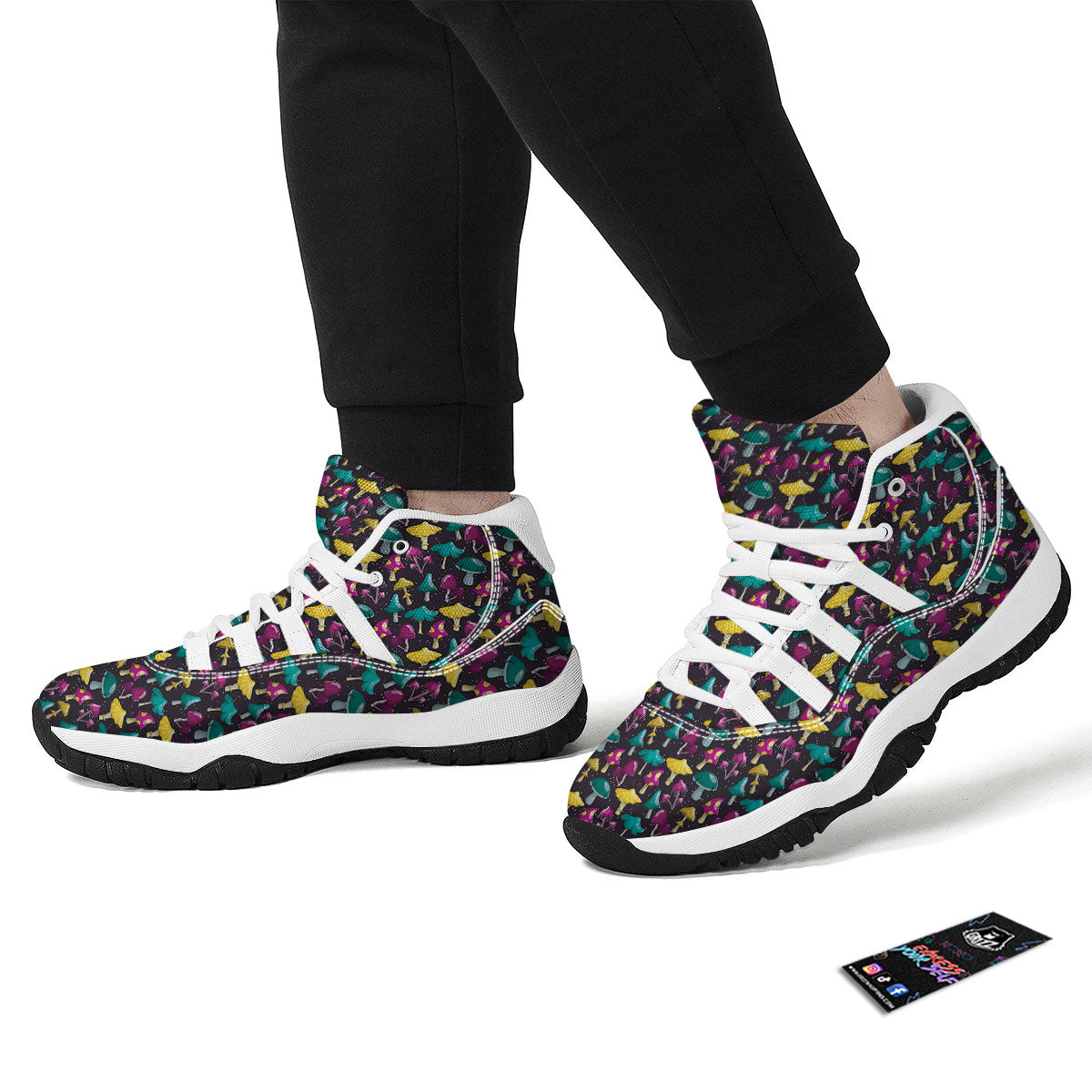 Mushroom Cartoon Print Pattern White Bball Shoes-grizzshop