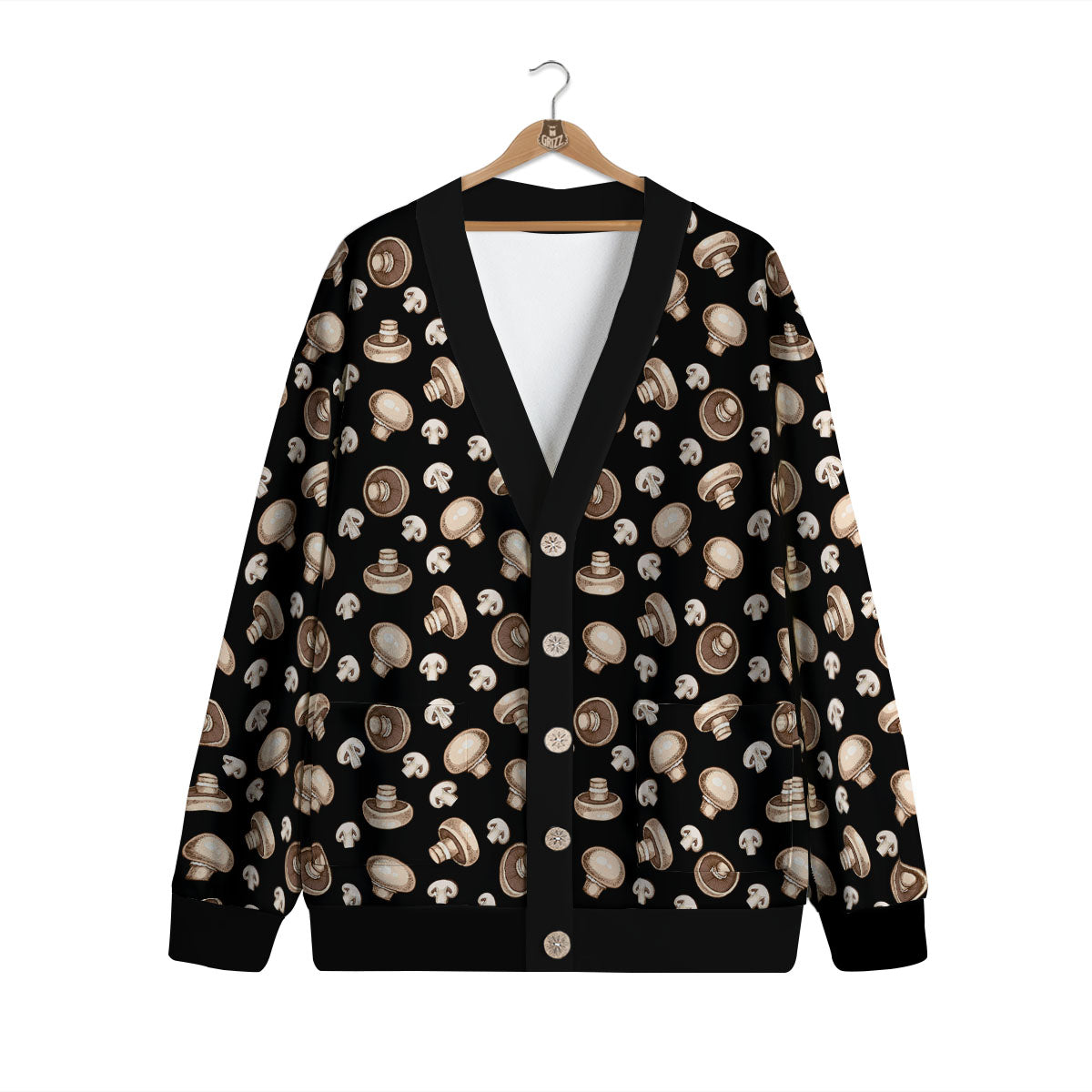 Mushroom Champignon Print Pattern Cardigan-grizzshop