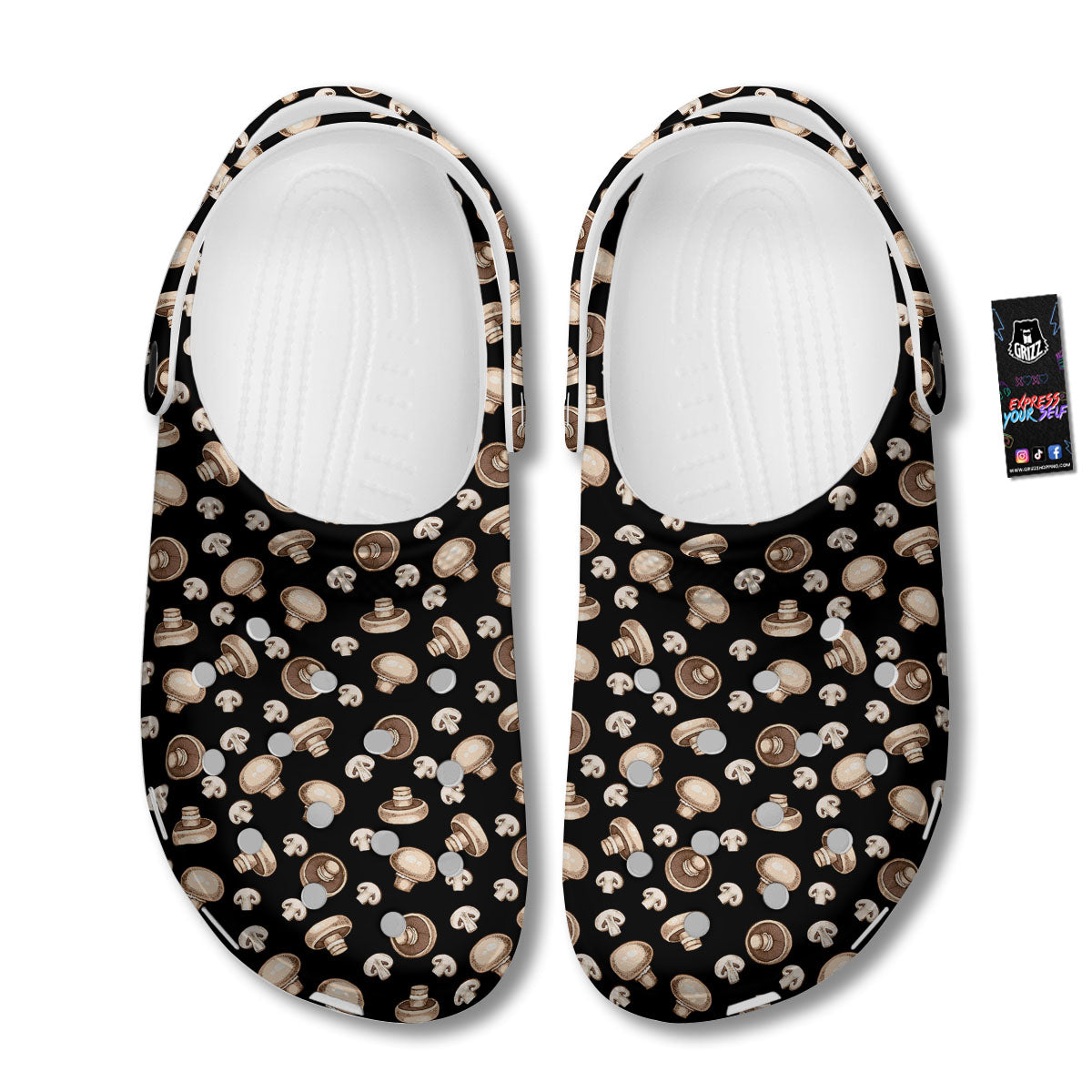 Mushroom Champignon Print Pattern Clog-grizzshop