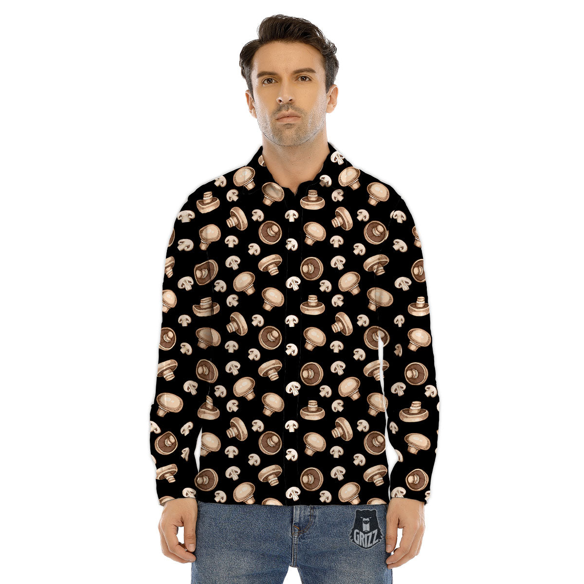 Mushroom Champignon Print Pattern Men's Dress Shirts-grizzshop