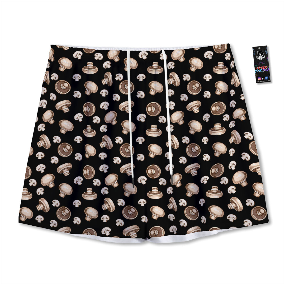 Mask Samurai Gold Print Mesh Shorts