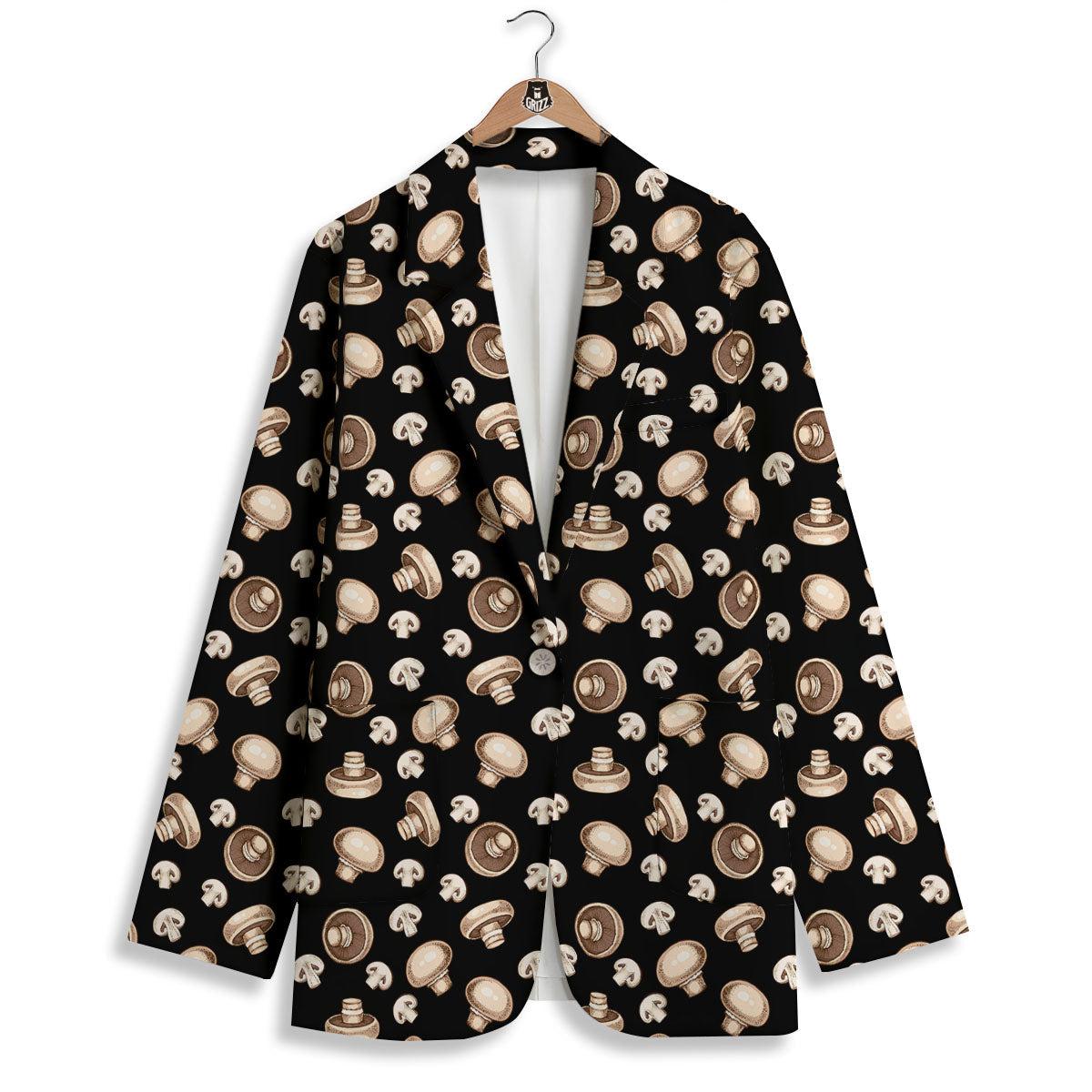 Mushroom Champignon Print Pattern Women's Blazer-grizzshop