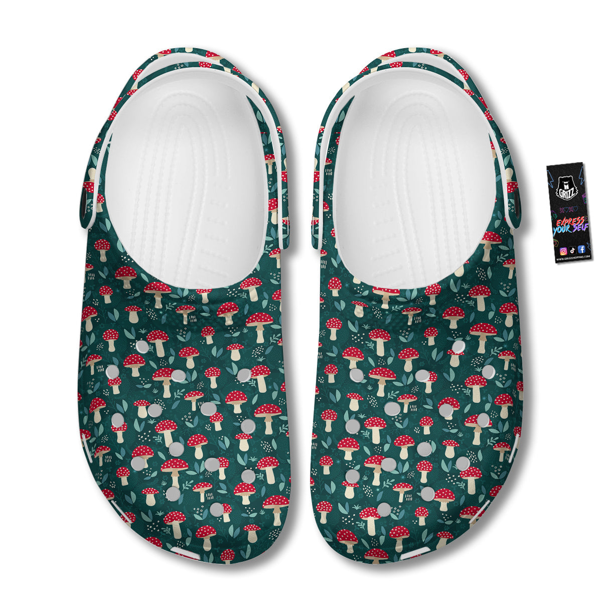 Mushroom Cute Print Pattern Clog-grizzshop