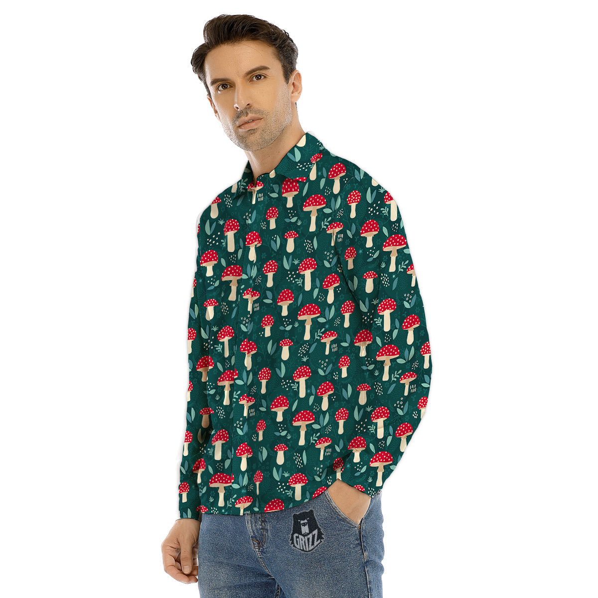 Mushroom Cute Print Pattern Men's Dress Shirts-grizzshop