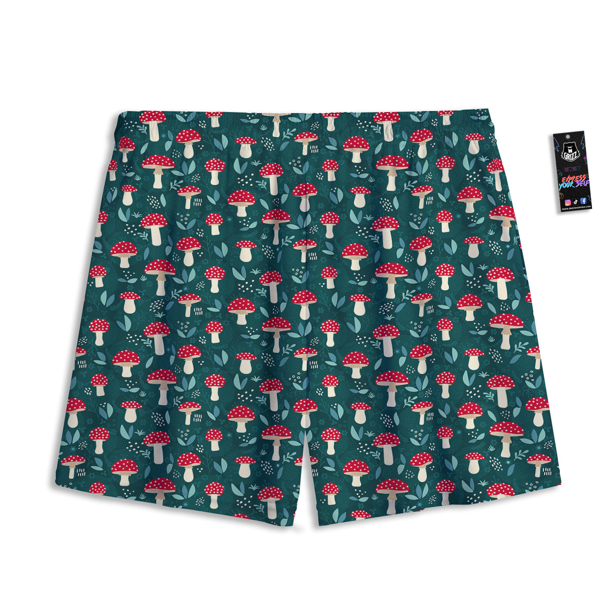 Mushroom Cute Print Pattern Mesh Shorts-grizzshop