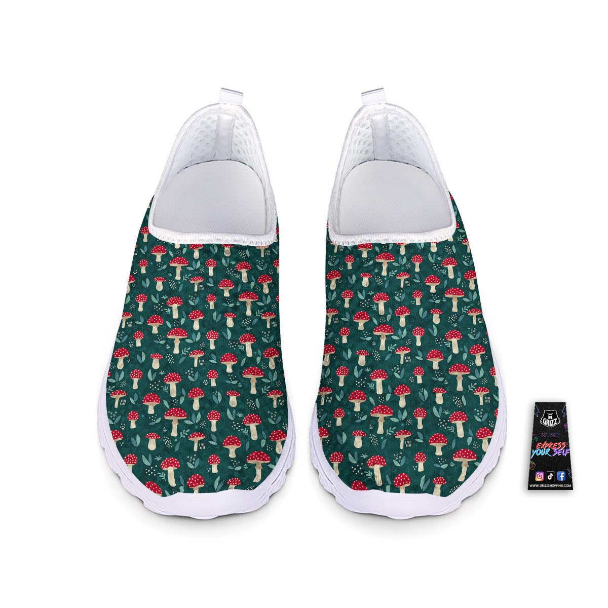 Mushroom Cute Print Pattern Nurse Shoes-grizzshop