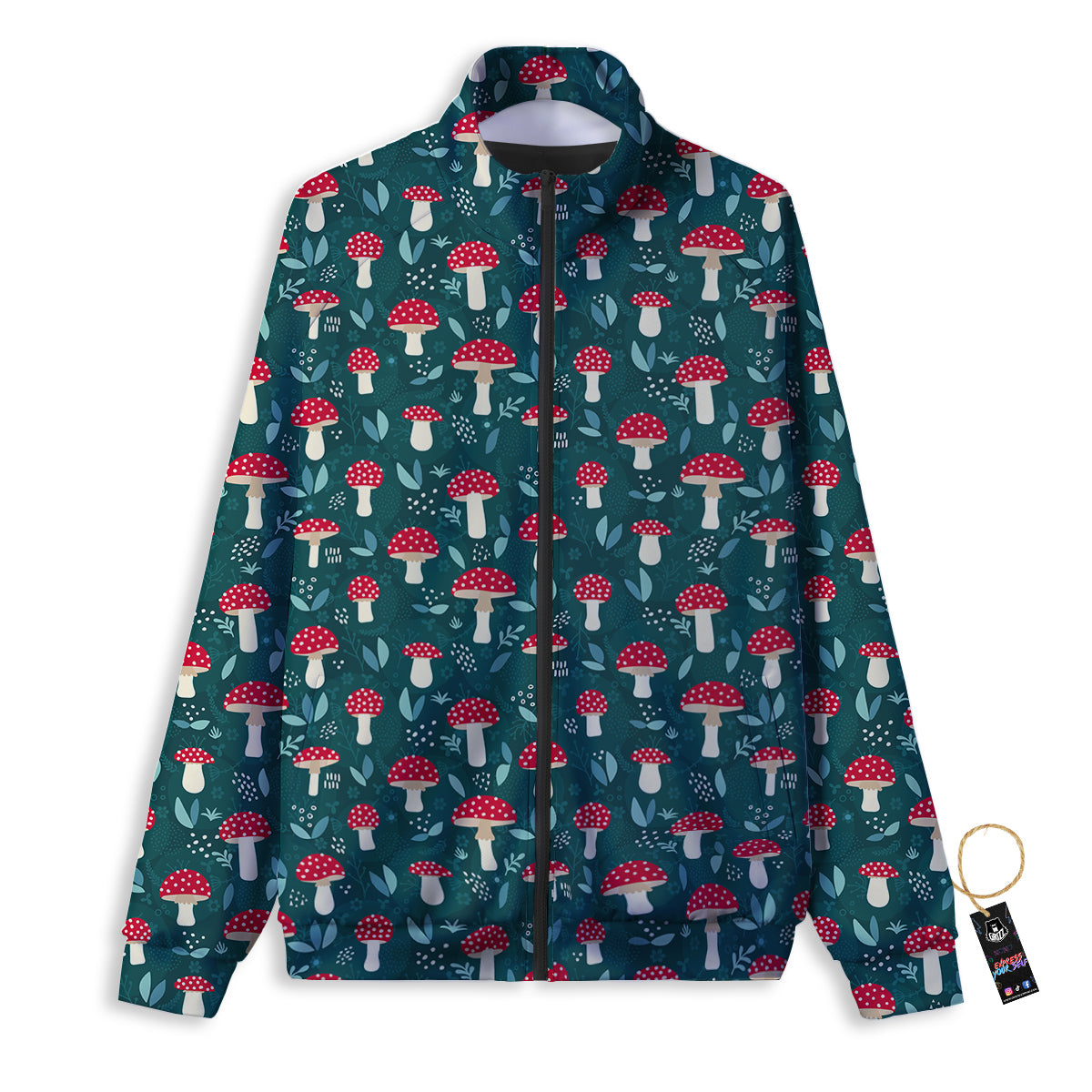 Mushroom Cute Print Pattern Track Jacket-grizzshop