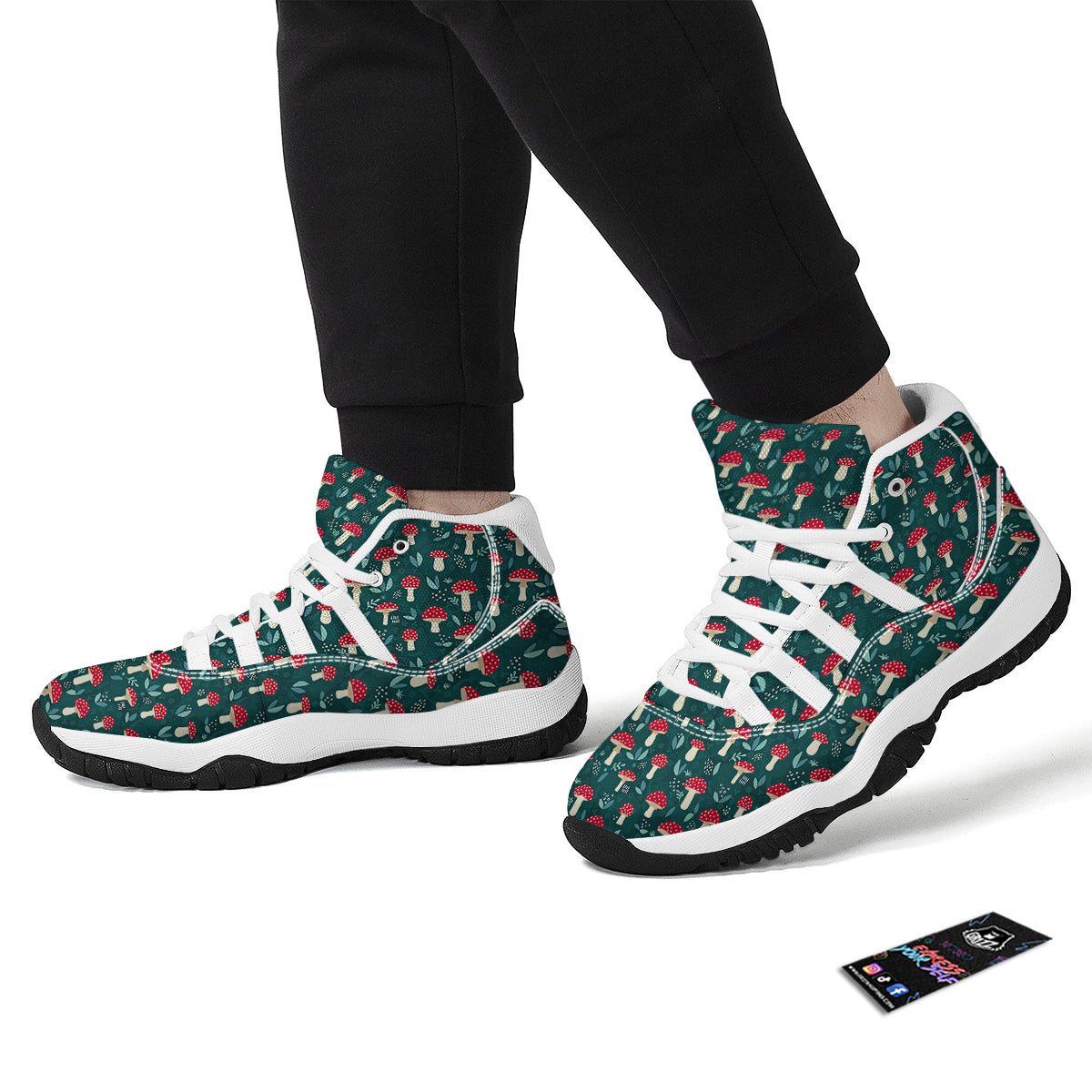 Mushroom Cute Print Pattern White Bball Shoes-grizzshop
