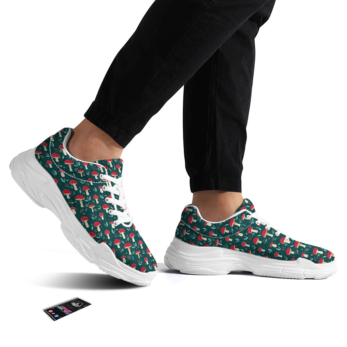 Mushroom Cute Print Pattern White Chunky Shoes-grizzshop