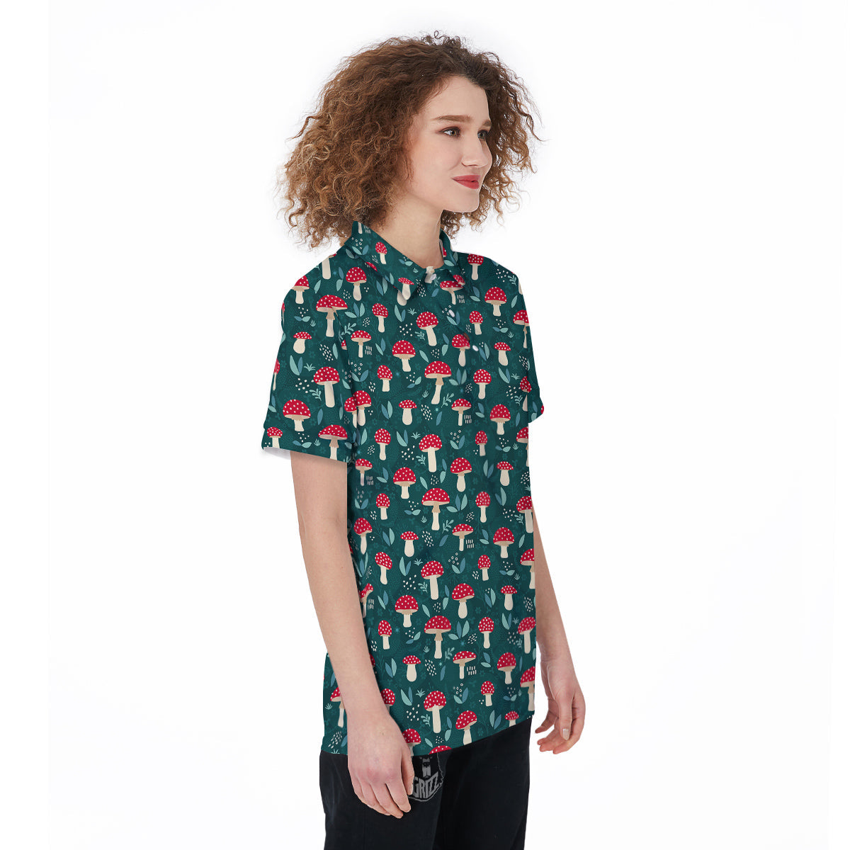 Mushroom Cute Print Pattern Women's Golf Shirts-grizzshop