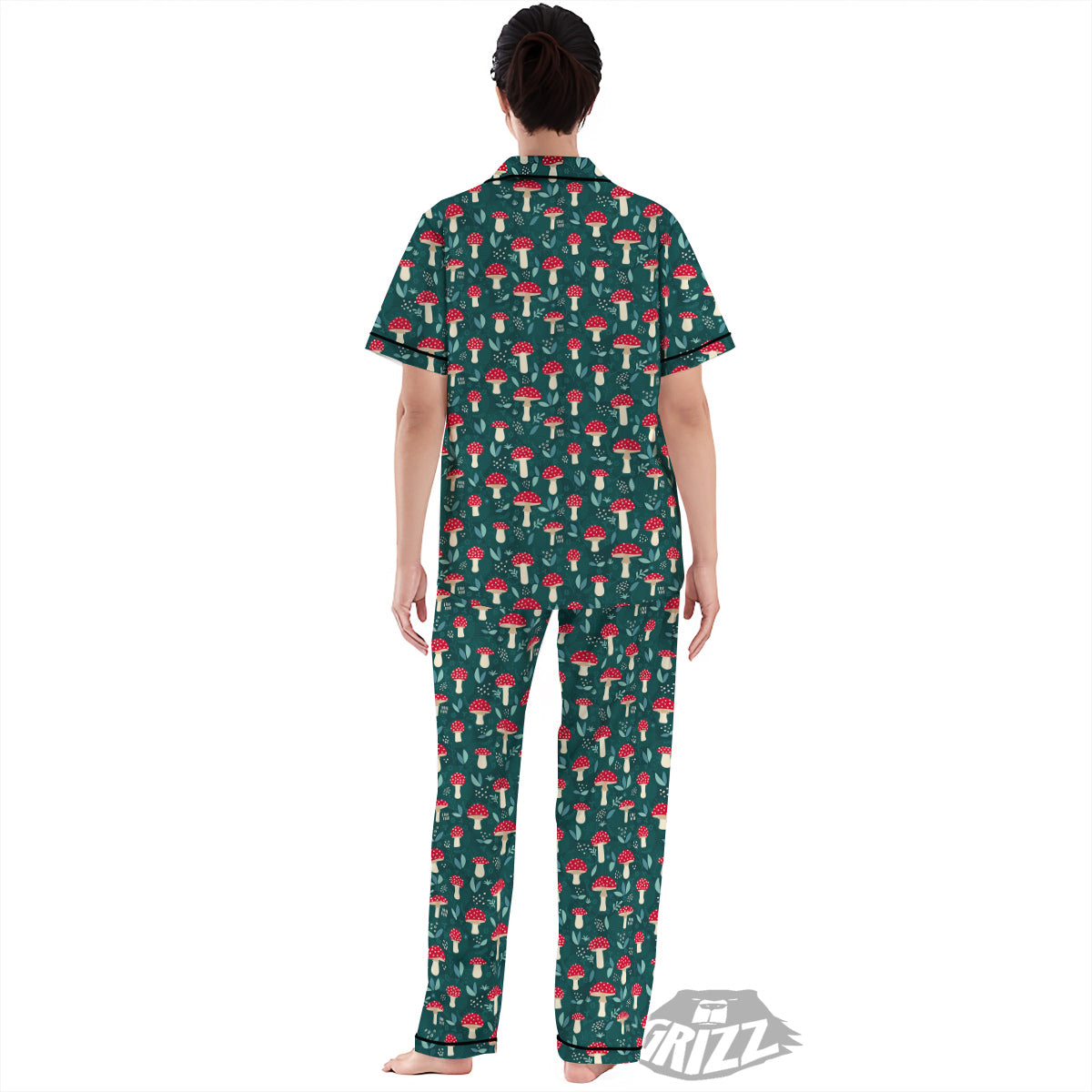 Mushroom Cute Print Pattern Women's Pajamas Set-grizzshop