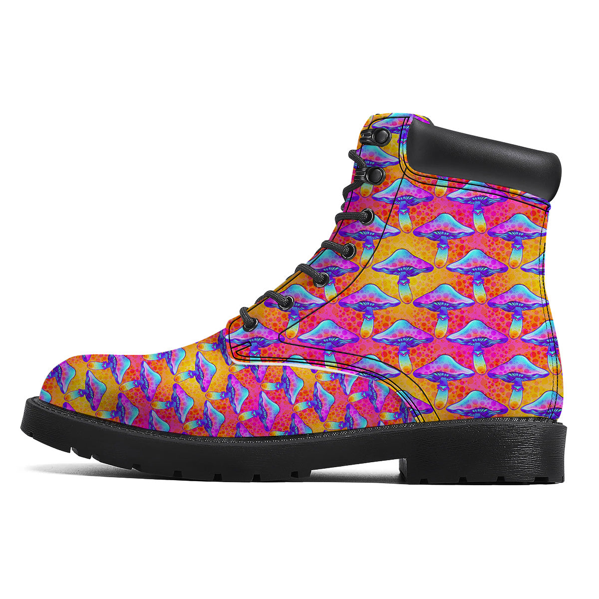 Mushroom Psychedelic Hippie Print Pattern Boots-grizzshop