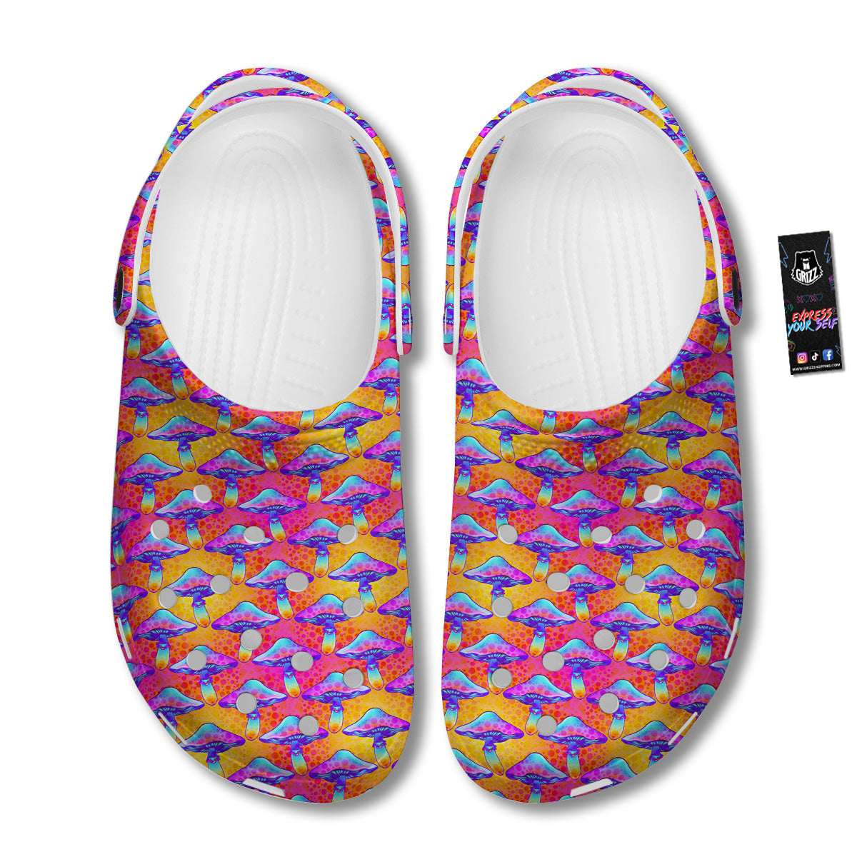 Mushroom Psychedelic Hippie Print Pattern Clog-grizzshop
