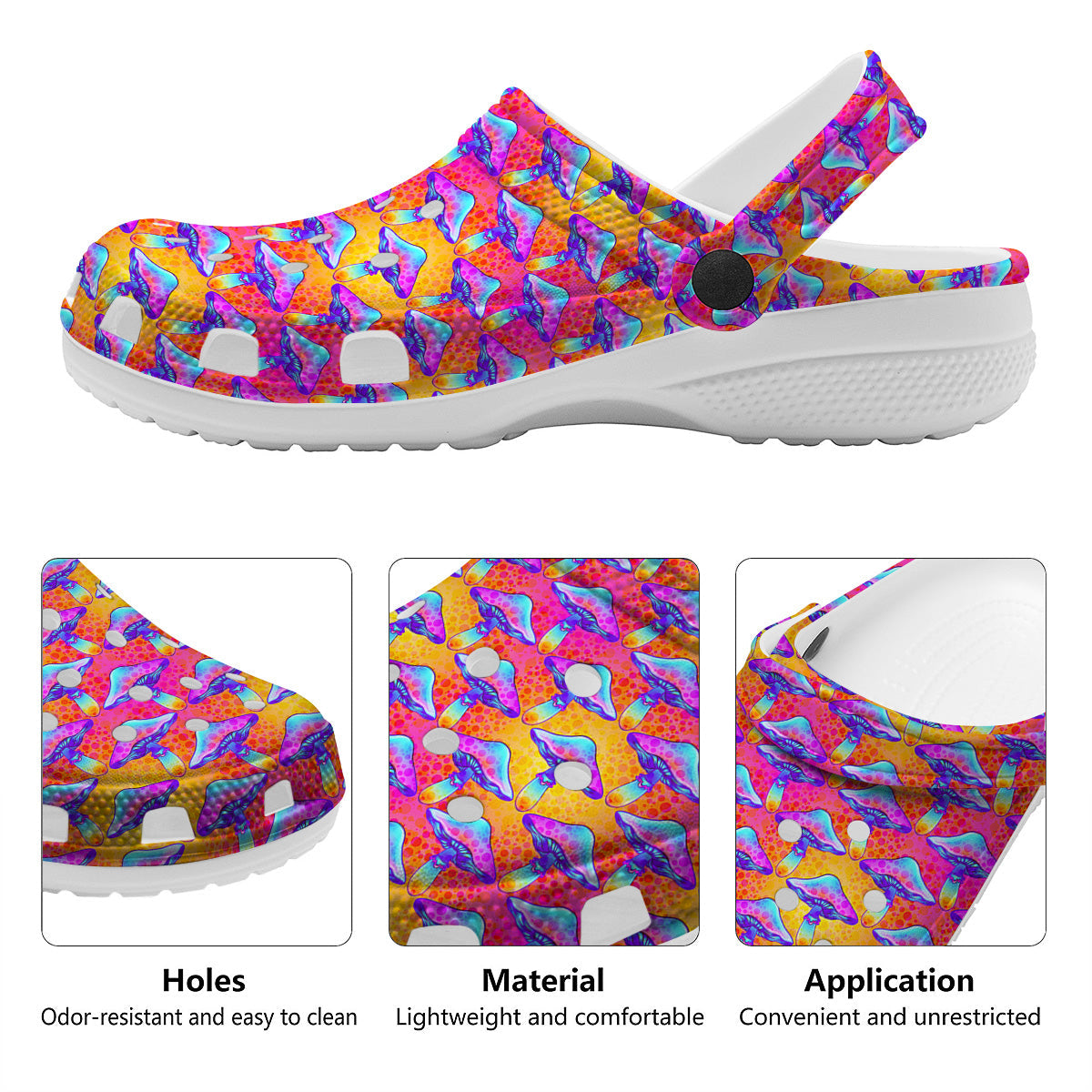 Mushroom Psychedelic Hippie Print Pattern Clog-grizzshop