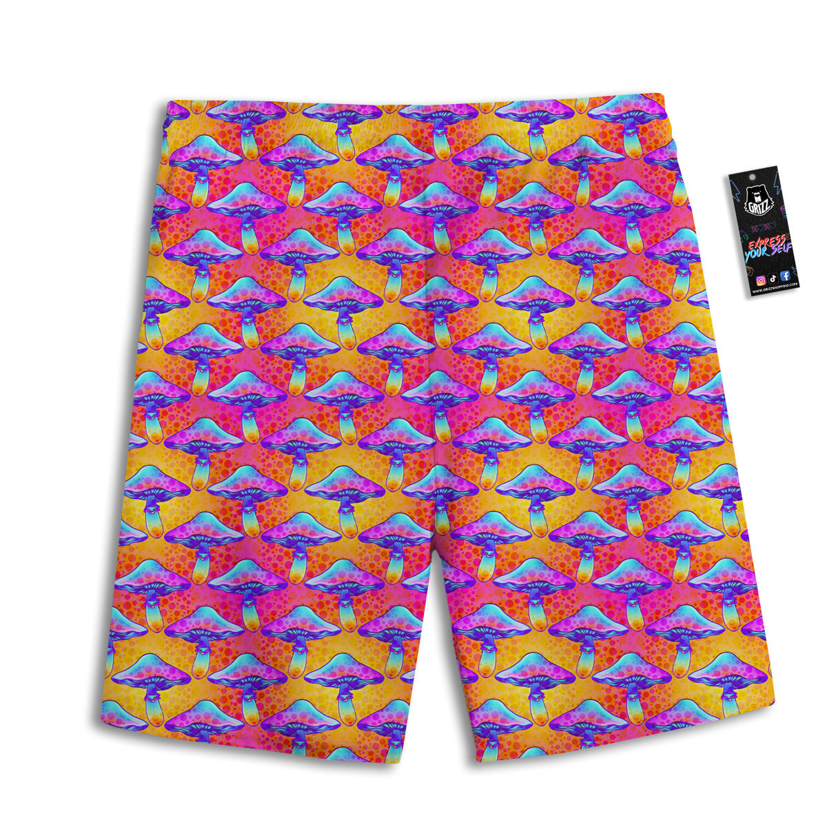 Mushroom Psychedelic Hippie Print Pattern Men's Athletic Shorts