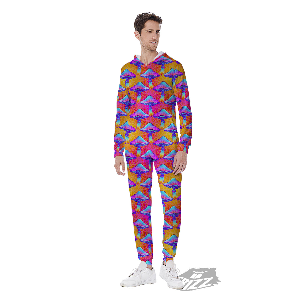 Mushroom Psychedelic Hippie Print Pattern Men's Jumpsuit-grizzshop