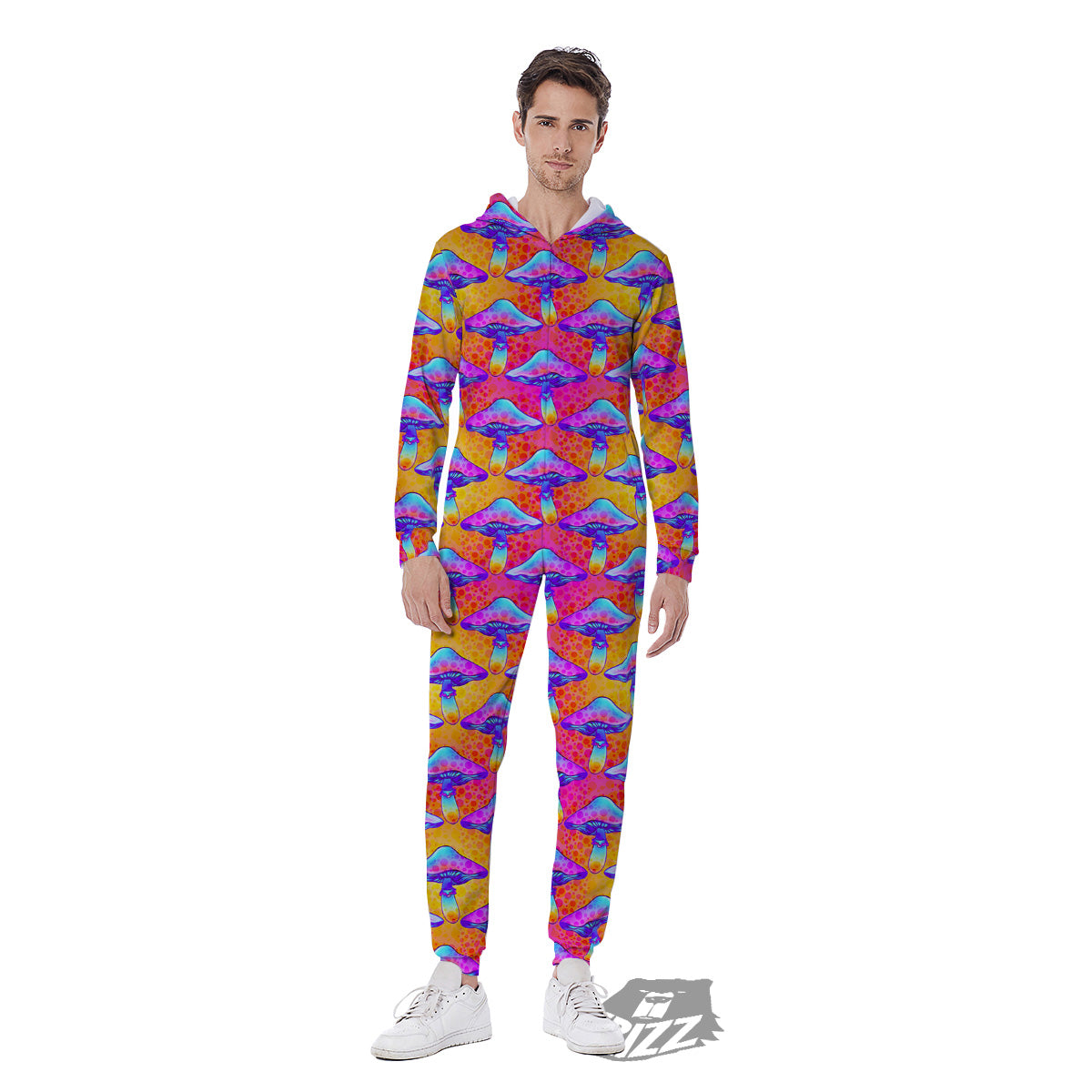 Mushroom Psychedelic Hippie Print Pattern Men's Jumpsuit-grizzshop