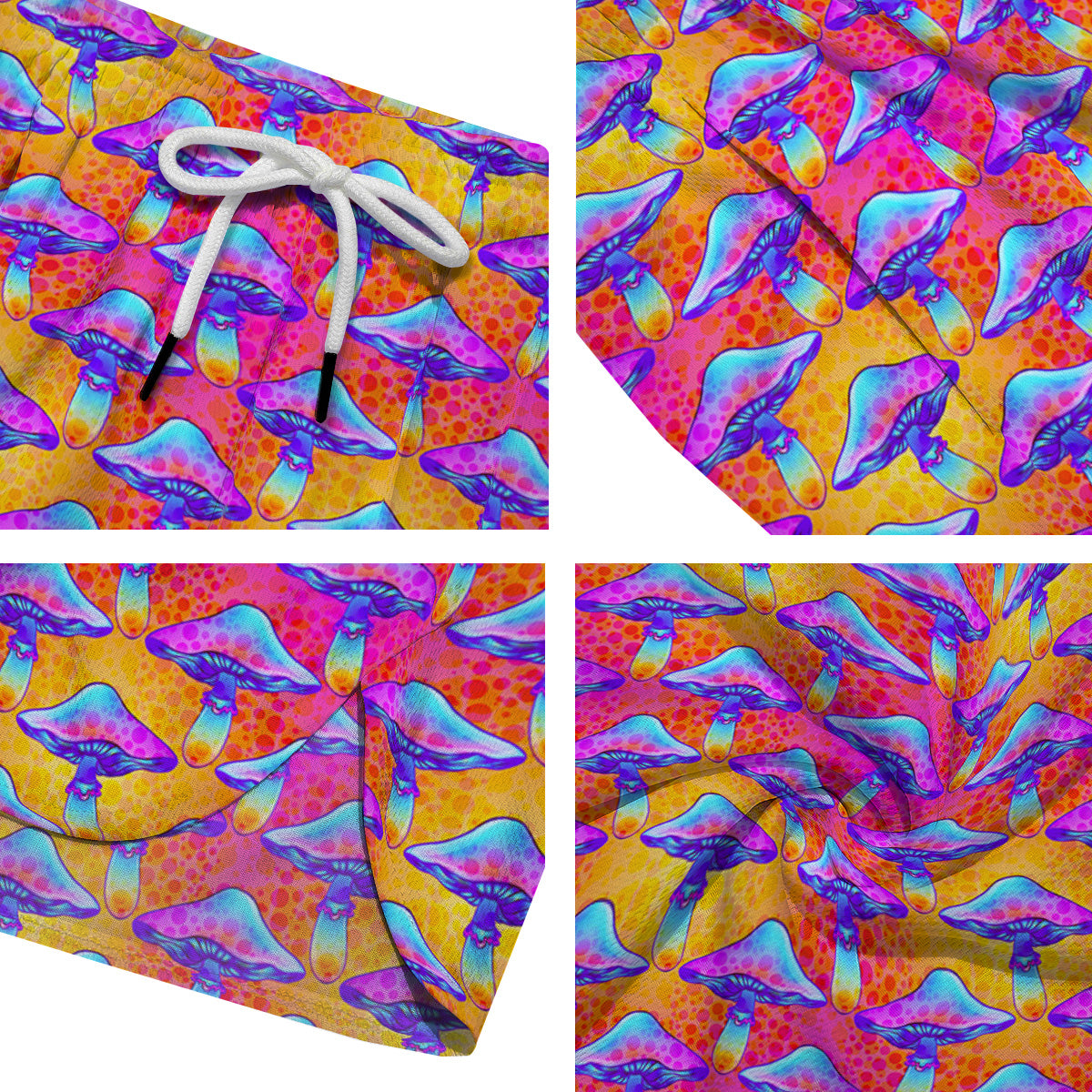 Mushroom Psychedelic Hippie Print Pattern Men's Running Shorts-grizzshop