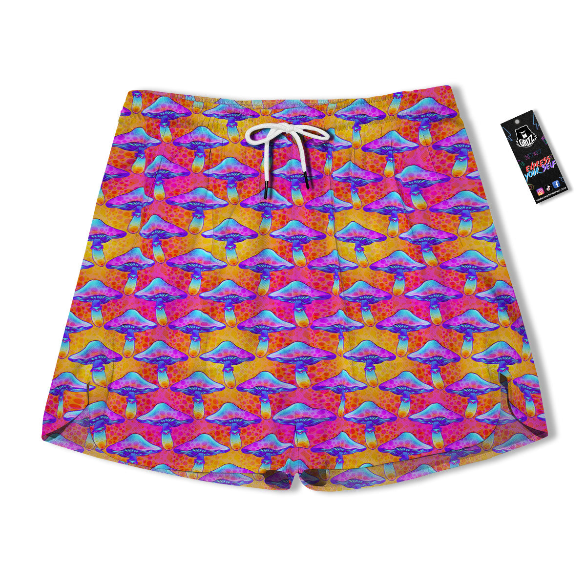 Mushroom Psychedelic Hippie Print Pattern Men's Running Shorts-grizzshop