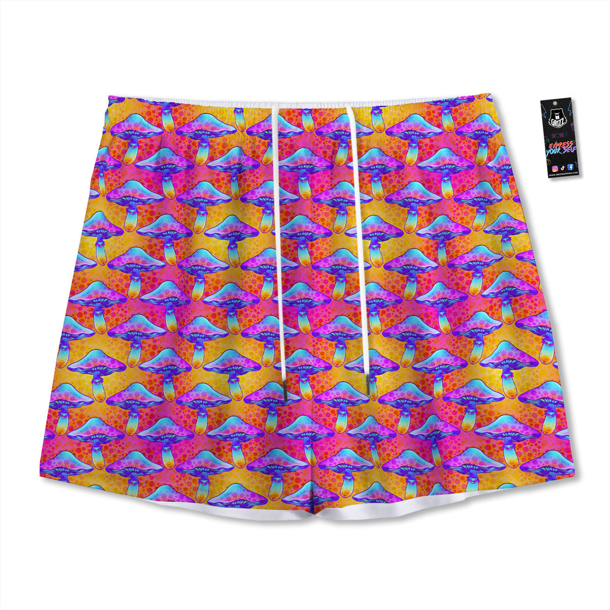 Palm Leaf Green Tropical Print Pattern Mesh Shorts