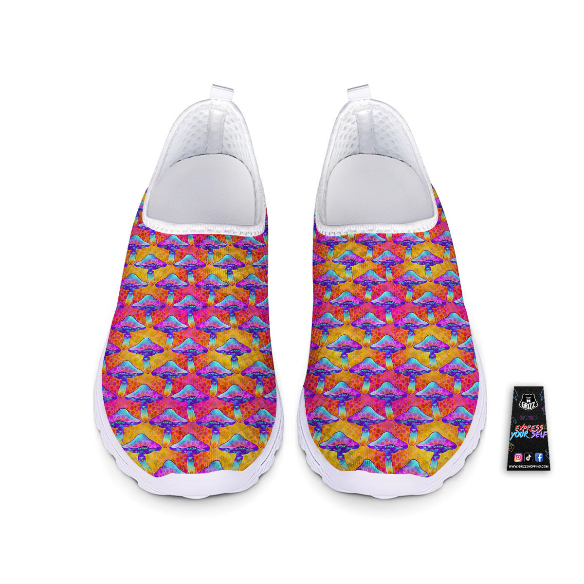Mushroom Psychedelic Hippie Print Pattern Nurse Shoes-grizzshop