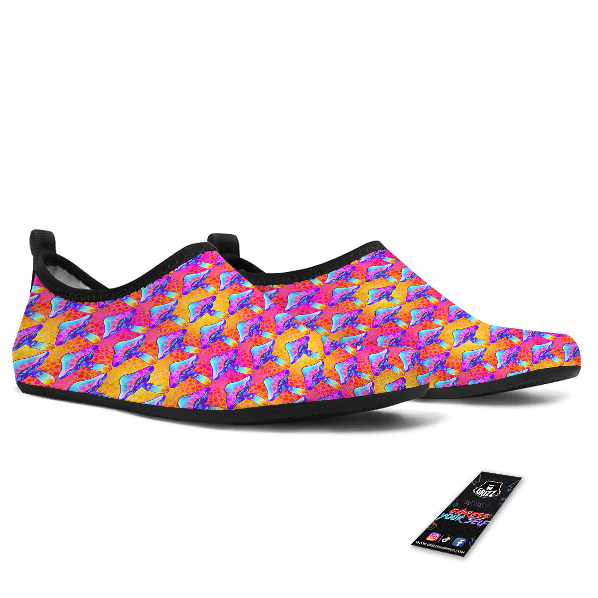 Mushroom Psychedelic Hippie Print Pattern Water Shoes-grizzshop