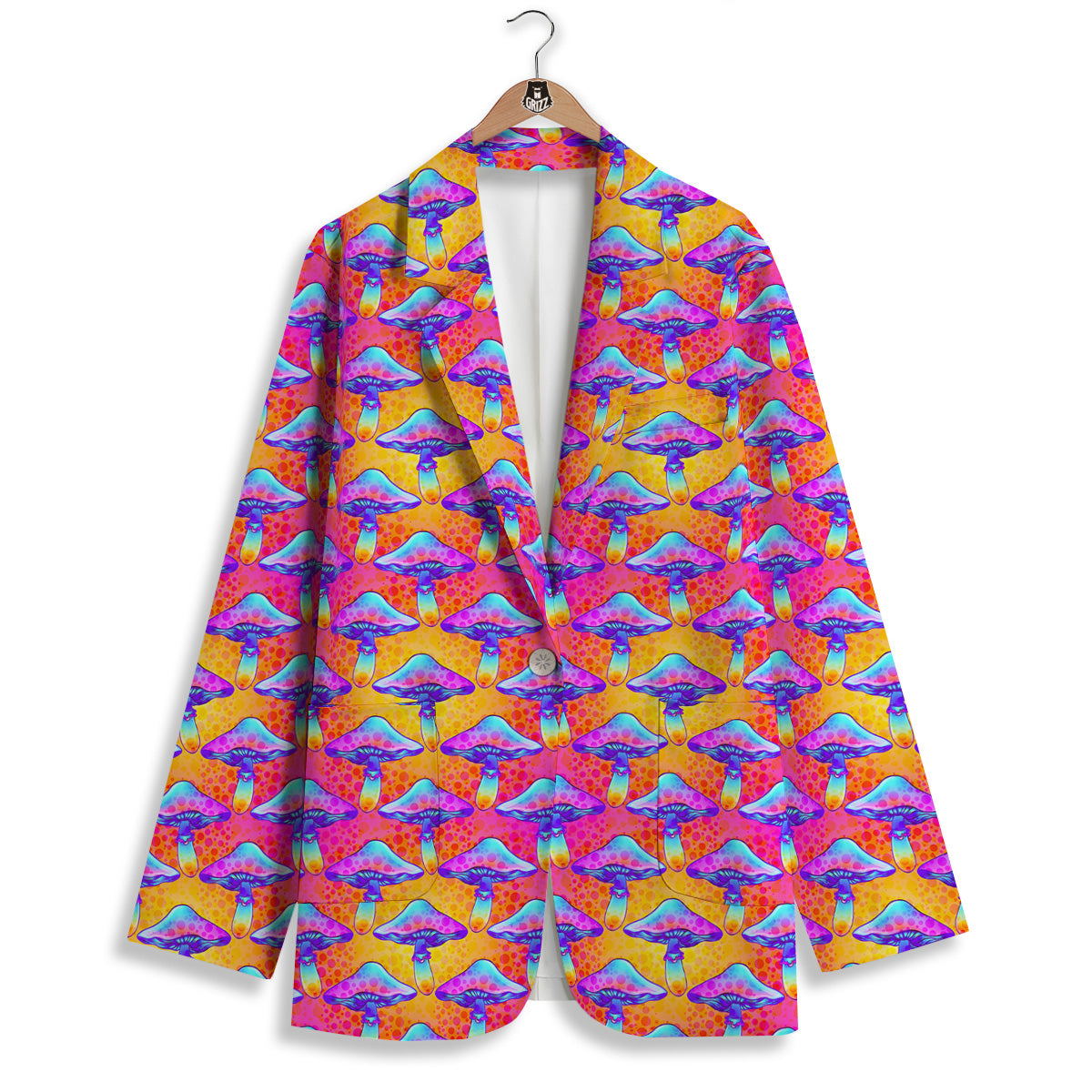 Mushroom Psychedelic Hippie Print Pattern Women's Blazer-grizzshop