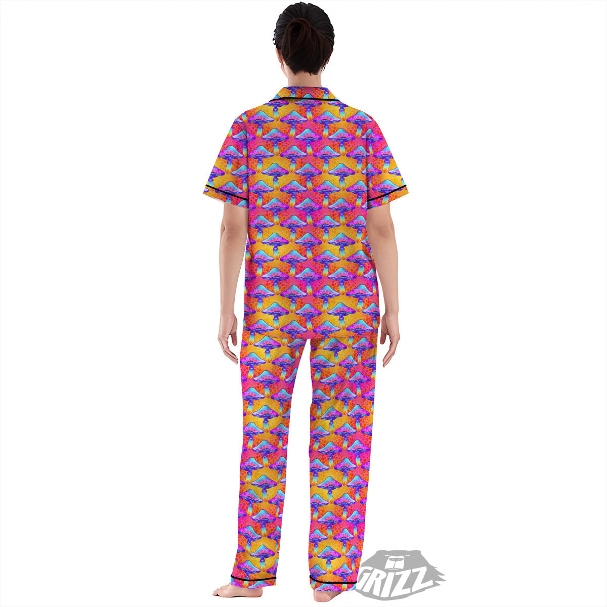 Mushroom Psychedelic Hippie Print Pattern Women's Pajamas Set-grizzshop