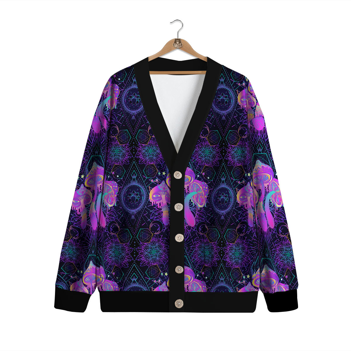 Mushroom Psychedelic Print Pattern Cardigan-grizzshop