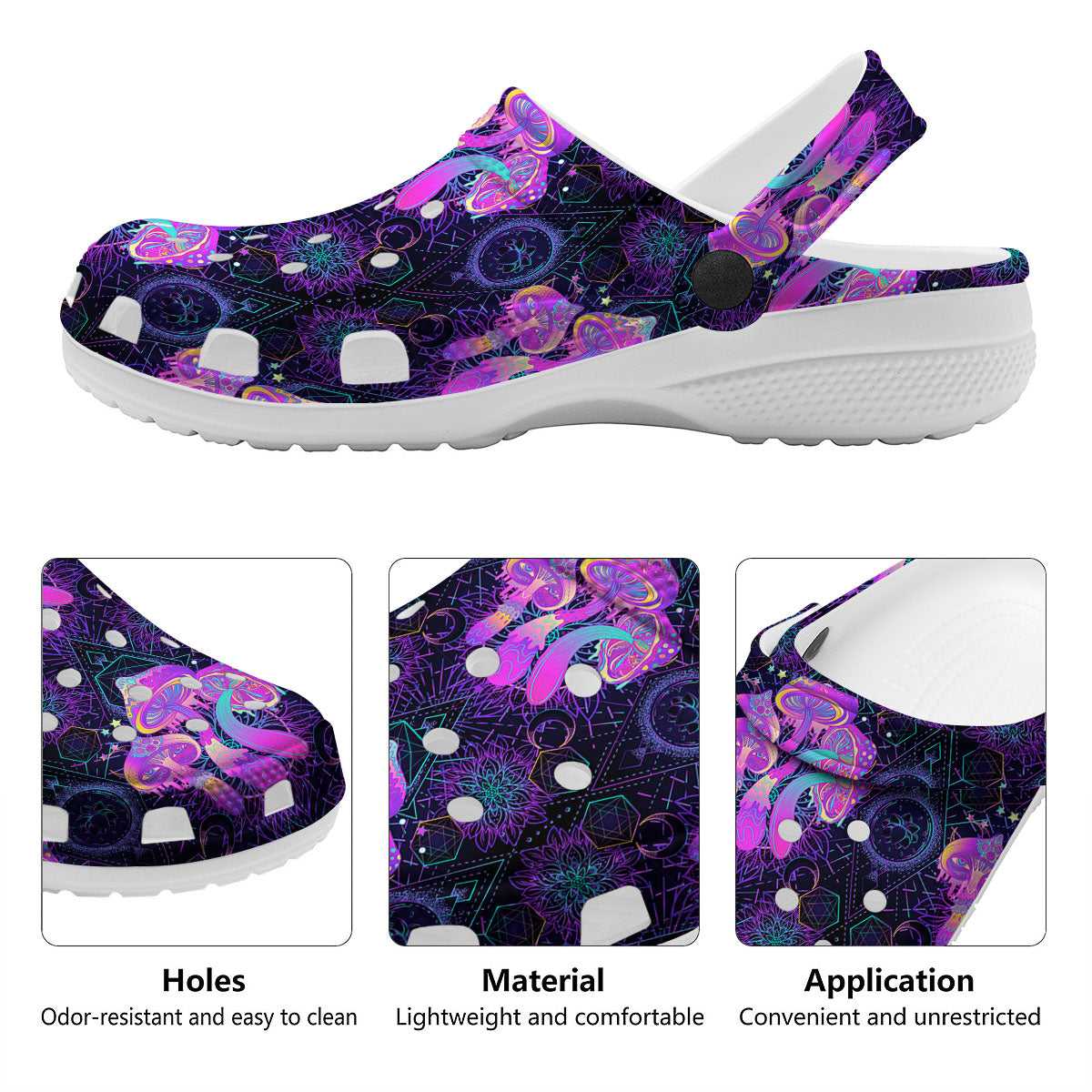 Mushroom Psychedelic Print Pattern Clog-grizzshop