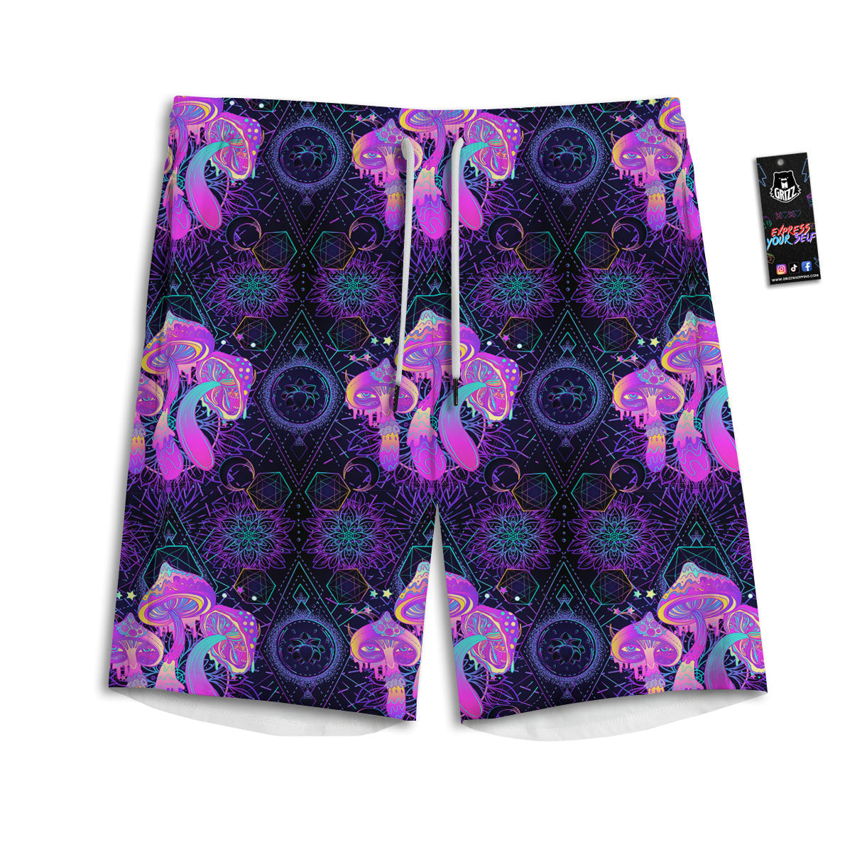 Mushroom Psychedelic Print Pattern Men's Athletic Shorts