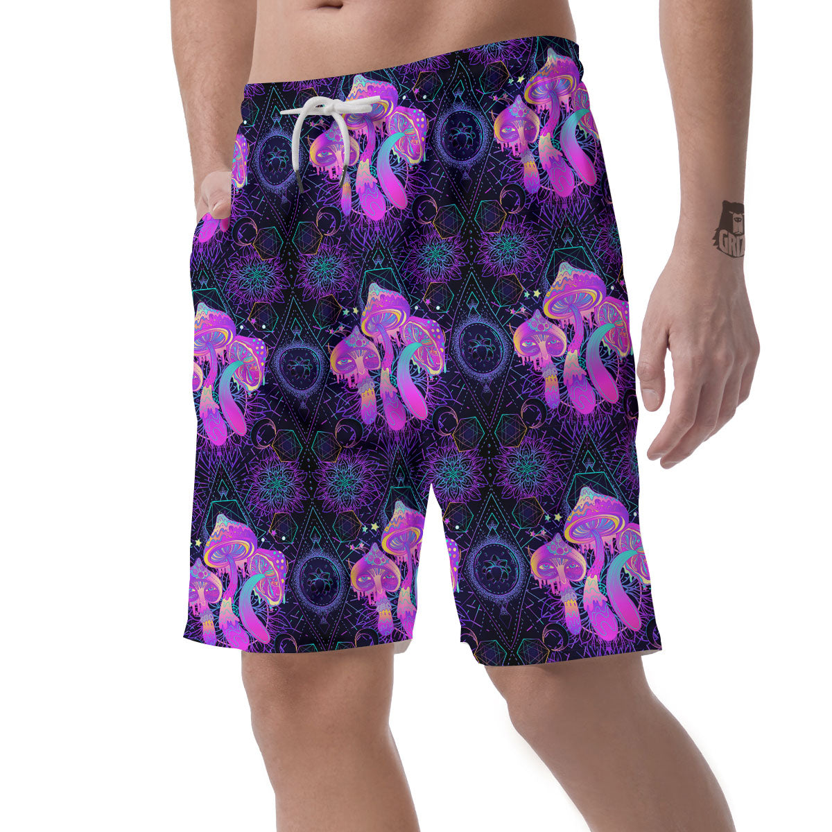 Mushroom Psychedelic Print Pattern Men's Shorts-grizzshop