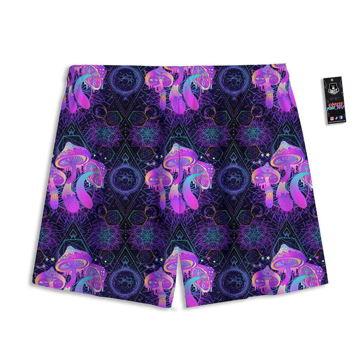 Mushroom Psychedelic Print Pattern Mesh Shorts-grizzshop